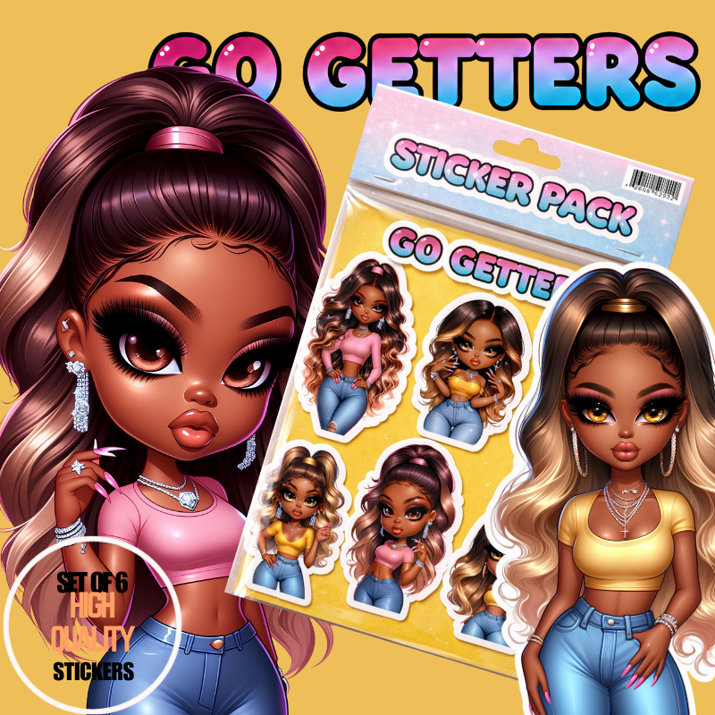 Go Getters Set of 6 High Quality Stickers