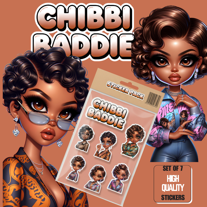 Chibi Baddie Set of 6 High Quality Stickers
