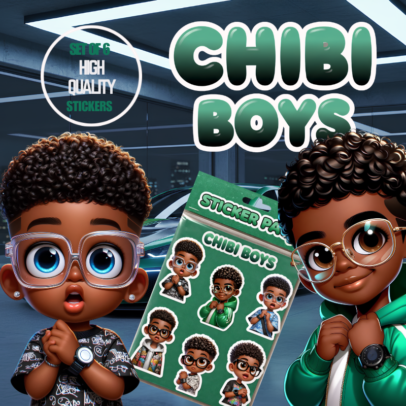 Chibi Boys Set of 6 High Quality Stickers