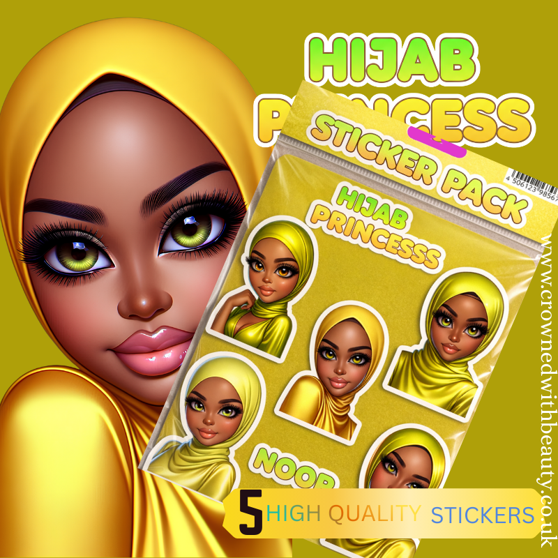Hijab Princess. set of 5 High Quality Stickers
