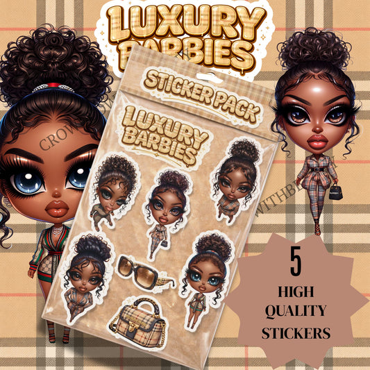 Luxury Barbies Sticker Pack (7 PNGs) | High Quality Digital Download | Chibi Glam Stickers