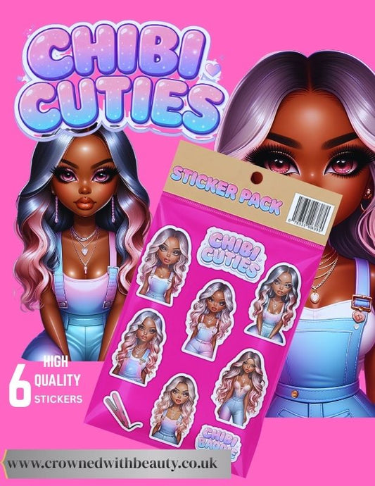 Chibi Cuties Sticker Pack (6 PNGs) | Cute Pastel Aesthetic Stickers | Digital Download