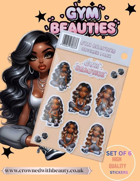 Gym Beauties Sticker Pack (6 PNGs) | Fitness Girl Aesthetic Stickers | Digital Download