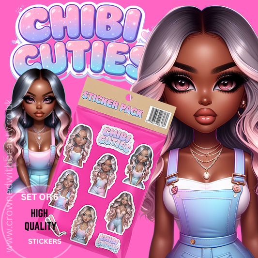 Chibi Cuties Set of 6 High Quality Stickers