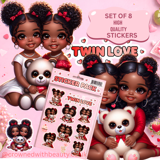 Twin Love Set of 8 High Quality Stickers